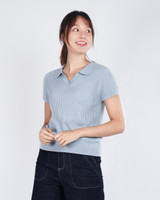 Amie Skipper Polo Knit Top - Blue