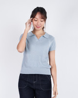 Amie Skipper Polo Knit Top - Blue