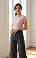 Amie Skipper Polo Knit Top - Pink
