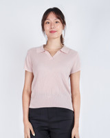 Amie Skipper Polo Knit Top - Pink