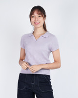 Amie Skipper Polo Knit Top - Lilac