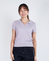 Amie Skipper Polo Knit Top - Lilac