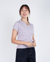 Amie Skipper Polo Knit Top - Lilac