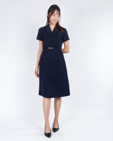 Janine Lapel Work Dress - Navy