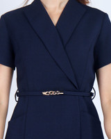 Janine Lapel Work Dress - Navy