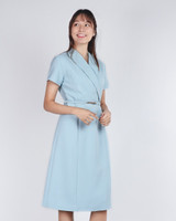 Janine Lapel Work Dress - Baby Blue