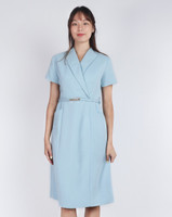 Janine Lapel Work Dress - Baby Blue