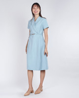 Janine Lapel Work Dress - Baby Blue