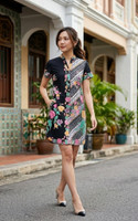 Reina Batik Shift Dress - Black