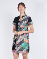 Reina Batik Shift Dress - Black