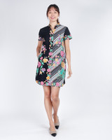Reina Batik Shift Dress - Black