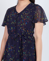 Hayley Flutter Sleeves Dress - Indigo