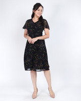 Hayley Flutter Sleeves Dress - Black