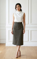 Noel Midi Pencil Skirt - Olive