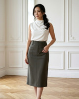 Noel Utilitary Midi Pencil Skirt - Olive