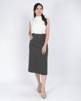 Noel Utilitary Midi Pencil Skirt - Olive