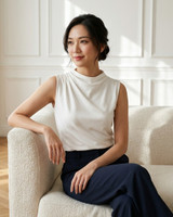 Viera Asymmetrical Mock Neck Top - White