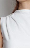 Viera Asymmetrical Mock Neck Top - White