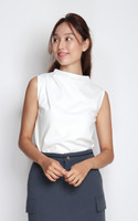 Viera Asymmetrical Mock Neck Top - White