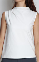 Viera Asymmetrical Mock Neck Top - White