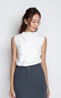 Viera Asymmetrical Mock Neck Top - White