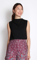 Viera Asymmetrical Mock Neck Top - Black