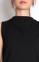 Viera Asymmetrical Mock Neck Top - Black