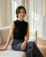 Viera Asymmetrical Mock Neck Top - Black