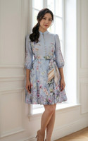 Celeste Floral Placement Dress - Lavender Blue