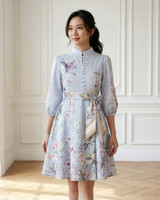 Celeste Floral Placement Dress - Lavender Blue