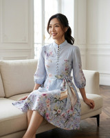Celeste Floral Placement Dress - Lavender Blue