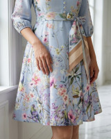 Celeste Floral Placement Dress - Lavender Blue