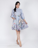 Celeste Floral Placement Dress - Lavender Blue