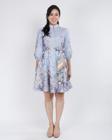Celeste Floral Placement Dress - Lavender Blue