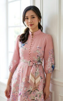 Celeste Floral Placement Dress - Pink