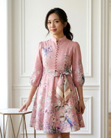 Celeste Floral Placement Dress - Pink