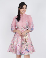 Celeste Floral Placement Dress - Pink