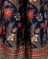 Amaya Batik Silky Culottes - Navy Hibiscus/Orchid