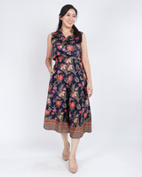 Amaya Batik Silky Culottes - Navy Hibiscus/Orchid