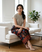 Amaya Batik Silky Culottes - Black Hibiscus/Orchid
