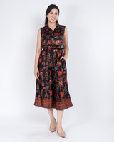 Amaya Batik Silky Culottes - Black Hibiscus/Orchid