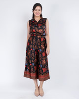 Amaya Batik Silky Culottes - Black Hibiscus/Orchid