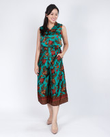 Amaya Batik Silky Culottes - Emerald Hibiscus/Orchid