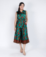 Amaya Batik Silky Culottes - Emerald Hibiscus/Orchid