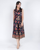 Amaya Batik Silky Top - Navy Hibiscus/Orchid