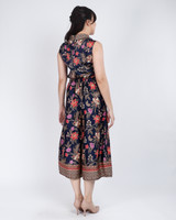 Amaya Batik Silky Top - Navy Hibiscus/Orchid