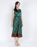 Amaya Batik Silky Top - Emerald Hibiscus/Orchid