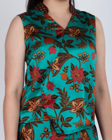 Amaya Batik Silky Top - Emerald Hibiscus/Orchid