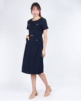 Freya Belted Pocket Work Dress - Navy