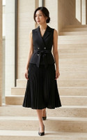 Celine Belted Vest - Black